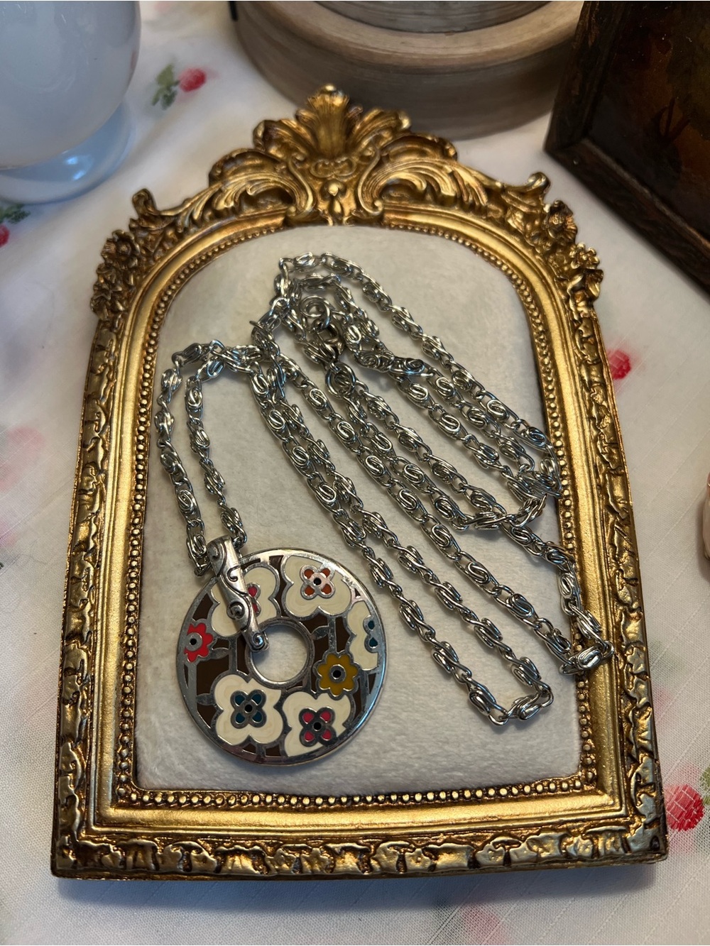 Brighton Enamel Flower Disk Necklace